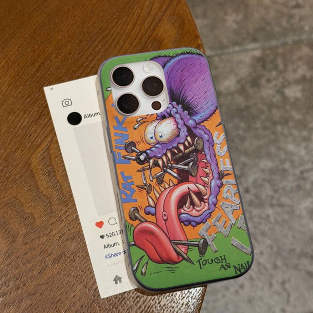 Funny Rat Fink For IPhone 15 16 17 14 13 12 11 Pro Max 16E 16 Plus 17 Air Corrugated Shockproof Phone Cover