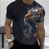 Summer Retro T-Shirt Animal Lion 3d Print Fashion Short Sleeve Top Elastic Oversized Clothing Sweatshirt Fitness T Shirt for Men