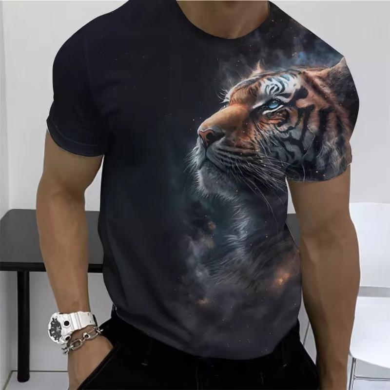 Summer Retro T-Shirt Animal Lion 3d Print Fashion Short Sleeve Top Elastic Oversized Clothing Sweatshirt Fitness T Shirt for Men