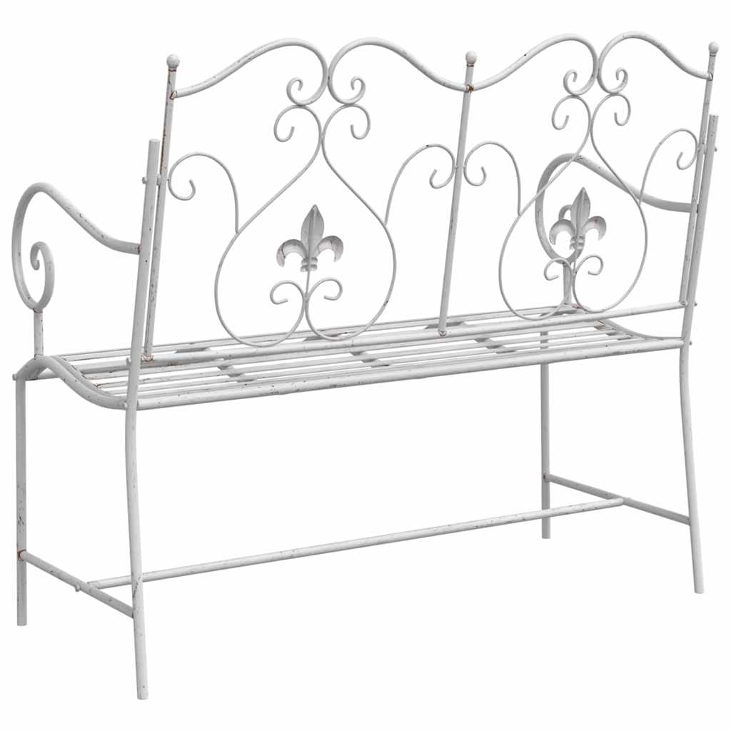 Antique White Garden Bench 104 x 54 x 93 cm Steel