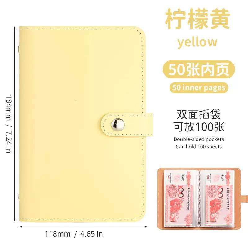 1 Banknote Storage Book Made of PU Material, Can Hold 100 Banknotes, with Banknote Photos, Stamps, Bank Card Storage Book