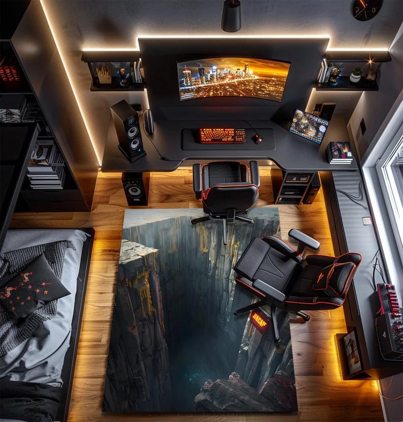 3D Rug Deep Hole Rug 3D Huge Crack Illusion Rug,Optical Illusion Rug 3D Design Rug, Glamorous Rug Deep Water Rug Home Decoration