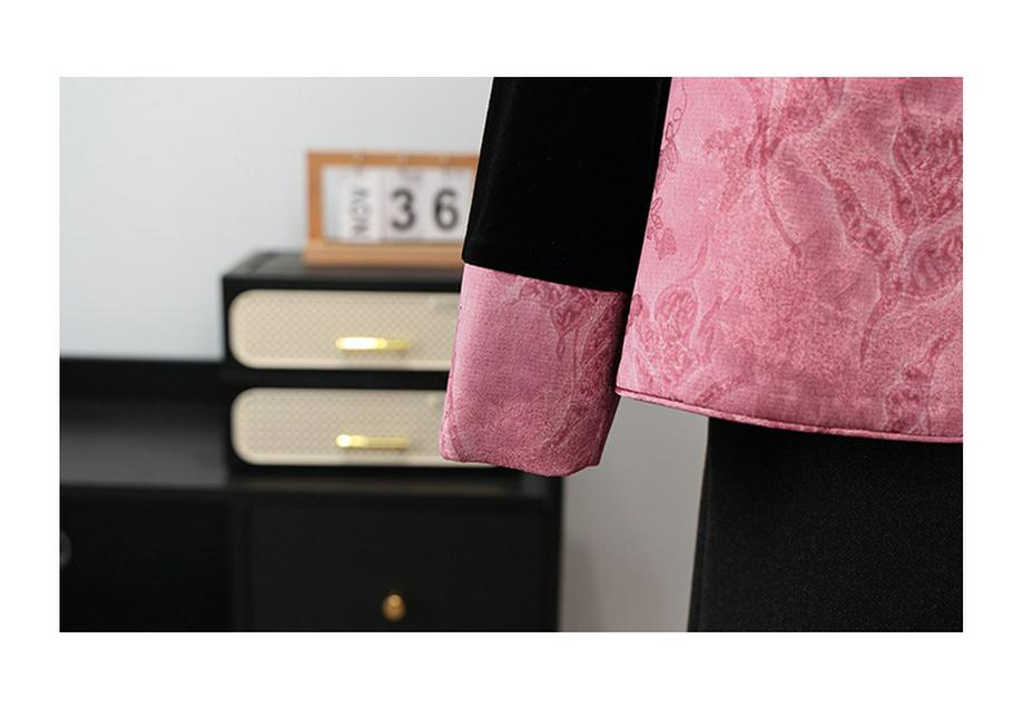 Elegant Gold Velvet Spring Suit: Mid-aged & Elderly Women's Two-piece Vest & Top Set