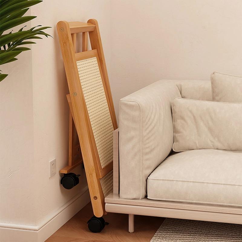 Foldable Bedside Table with Wheel Storage Rack, 2-layer Storage Sofa, Bookshelf, Floor Standing Coffee Table, Bedroom Snack Cart