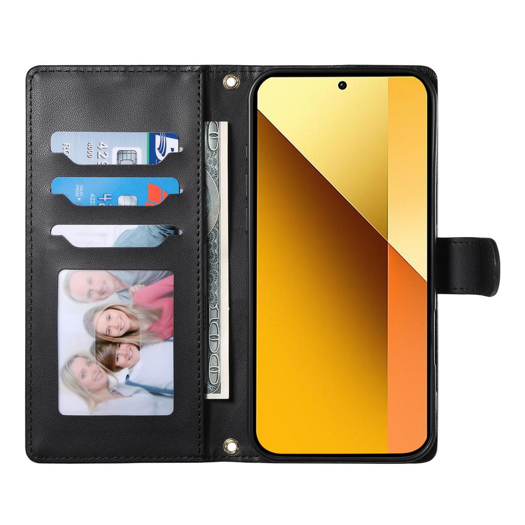 Etui dla Xiaomi Redmi Note 13 4G, Pikowanie w romby, Portfel z podstawką, Skórzane etui na telefon z długim/krótkim paskiem