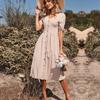 Elegant Bodycon Sexy Women's Dress for Women 2022 Summer Cotton Linen Short Sleeve V-neck Dresses Woman Robe Femme Ladies