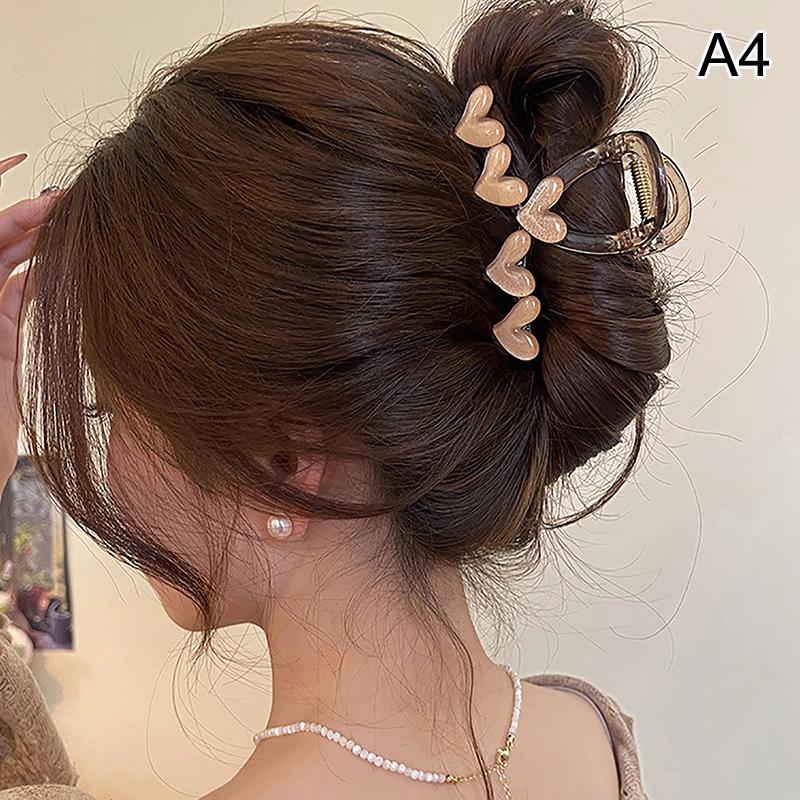 

1Pc Elegant Jelly Heart Hair Claw Clip Acrylic Non Slip Strong Shark Hair Jaw Grab For Women Girls Summer Headdress Accessories