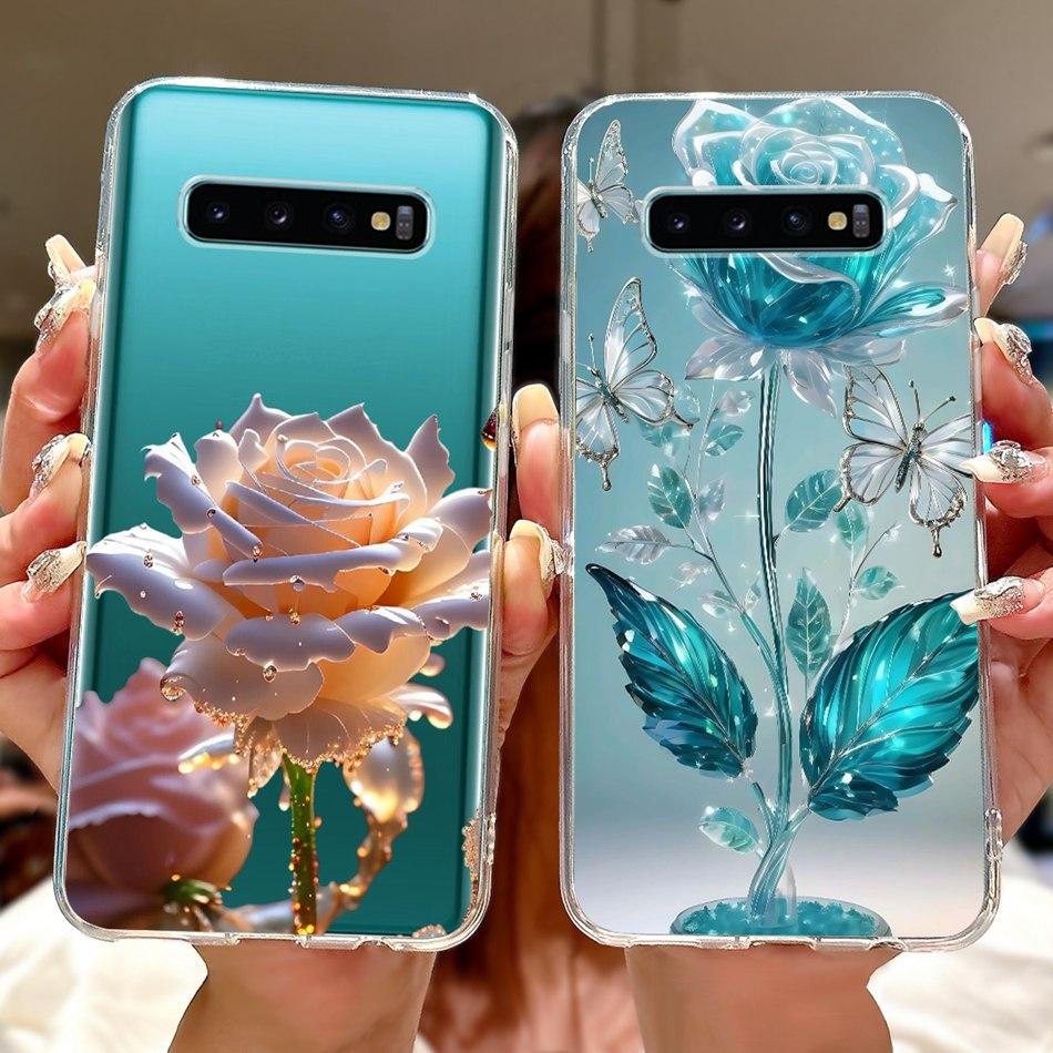 Per Samsung Galaxy S10+ S10 S10e Elegante Custodia per Telefono con Motivo Floreale e Farfalle Per Samsung S10e S10 Plus S 10 4G Custodie Morbide in Silicone TPU