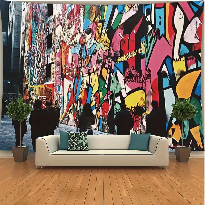 

2D Street Art Graffiti Background Cloth for Cosplay Photoshoot 47.2x31.5inch/120*80cm