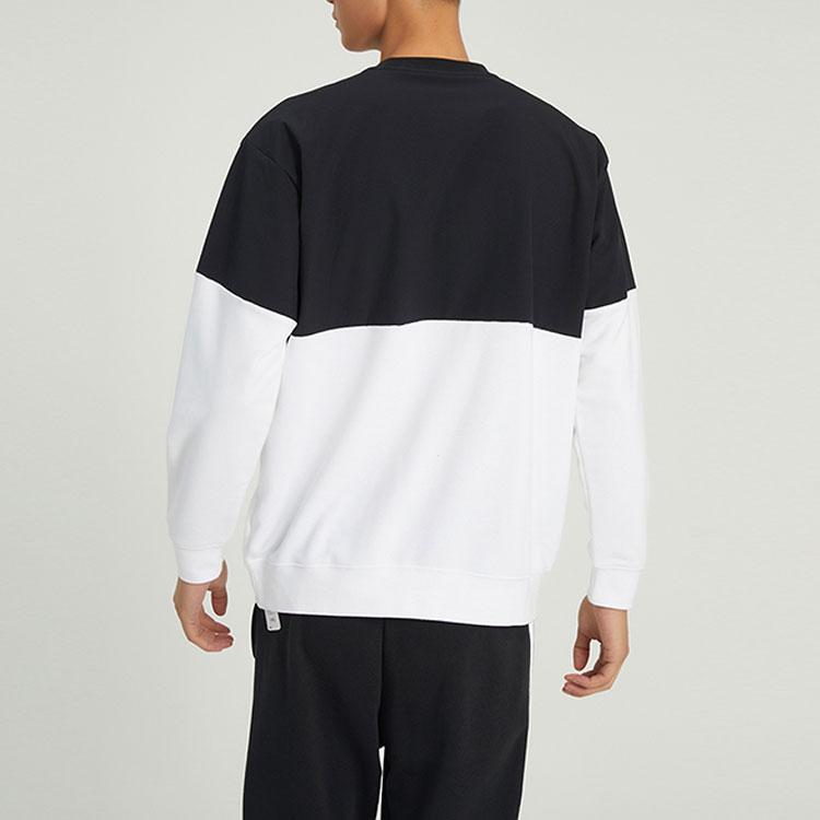 Adidas Colorblock Logo Print Long Sleeve Sweatshirt Men Tops Black White HF4064