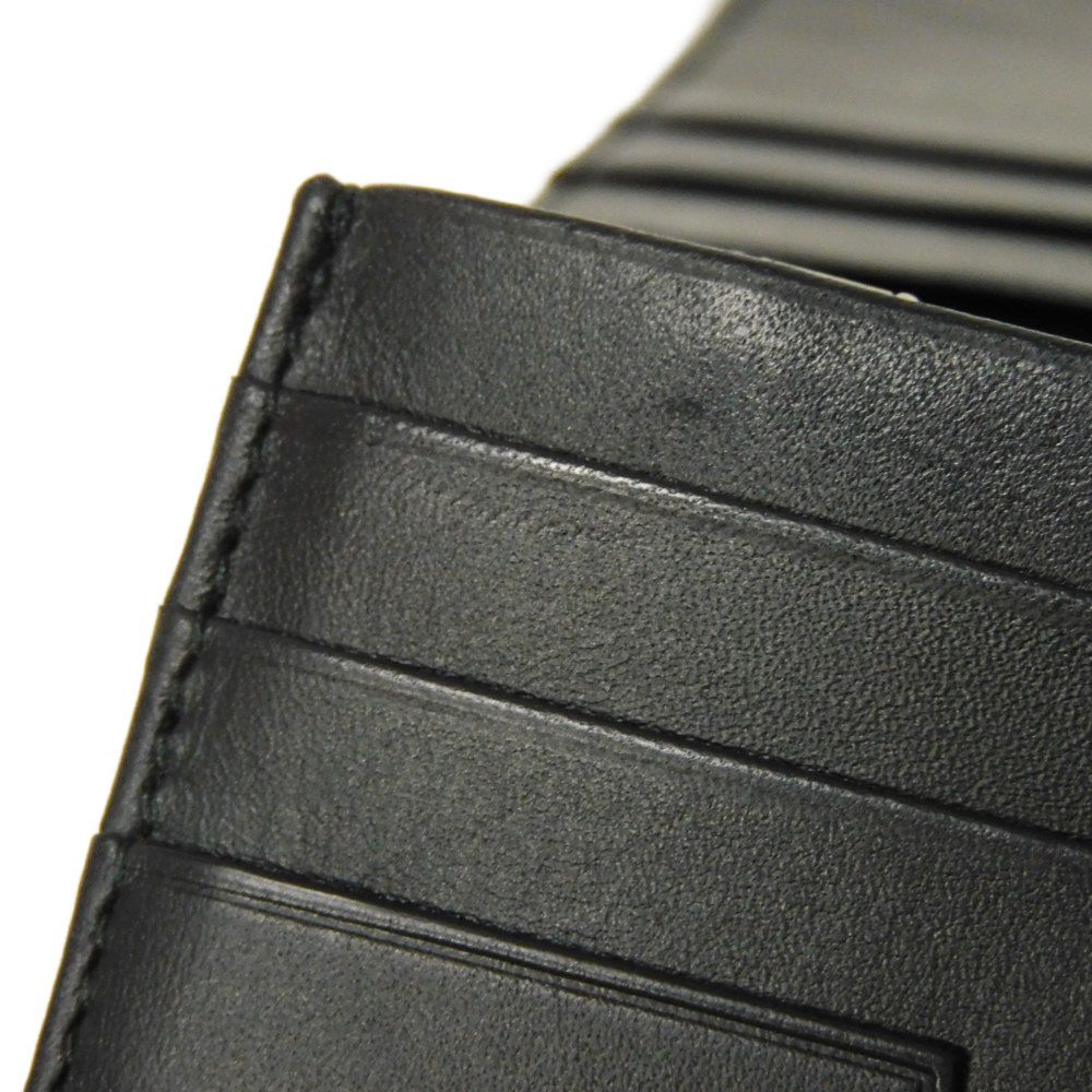 Used 12695 Linen Long Horizontal Wallet 101.79.978 7940 Textured Calfskin Bifold Anagram Embossed Black Men's from