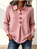 Women's Cotton Linen Button-Up Long-Sleeve Shirt, Spring/Autumn 2026 Collection, Solid Color, European and American Fashion.