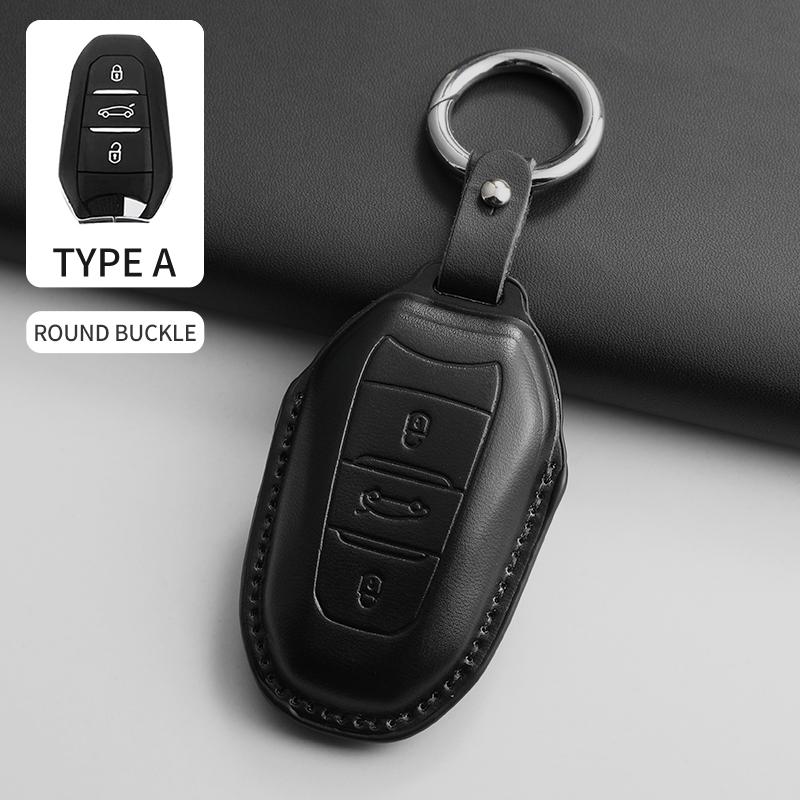 PU Leer Auto Slimme Afstandsbediening Sleutelhoes, Krasbestendige Decoratieve Sleutelschaal Voor Citroen C4 C5 C6 C5 X C5 Aircross black