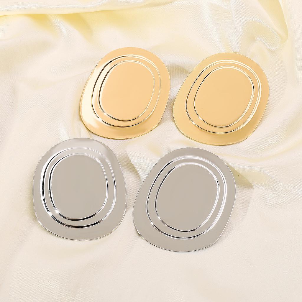 Women Exaggerated Smooth Round Line Texture Earrings Ins Style Fashion Metal Texture Personalized Dangle Ear Jewelry