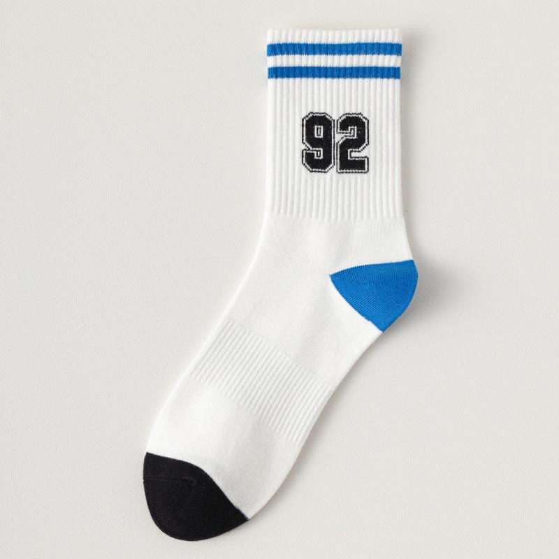 

Носки Мужские хлопковые носки средней длины, впитывающие пот и дышащие, студенческие баскетбольные носки, спортивные носки Trend Letter для студентов Average size