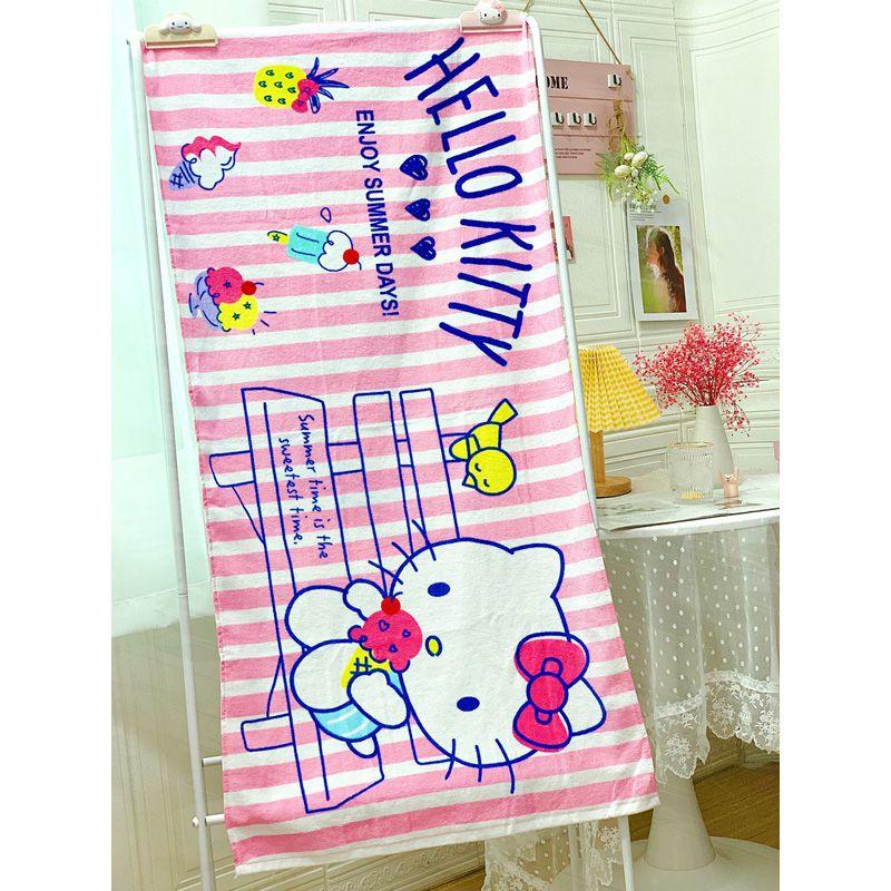 Luxurious Kuromi My Melody Kt Cute Cartoon Kids Bath Beach Super Soft Towel KT-Stripe