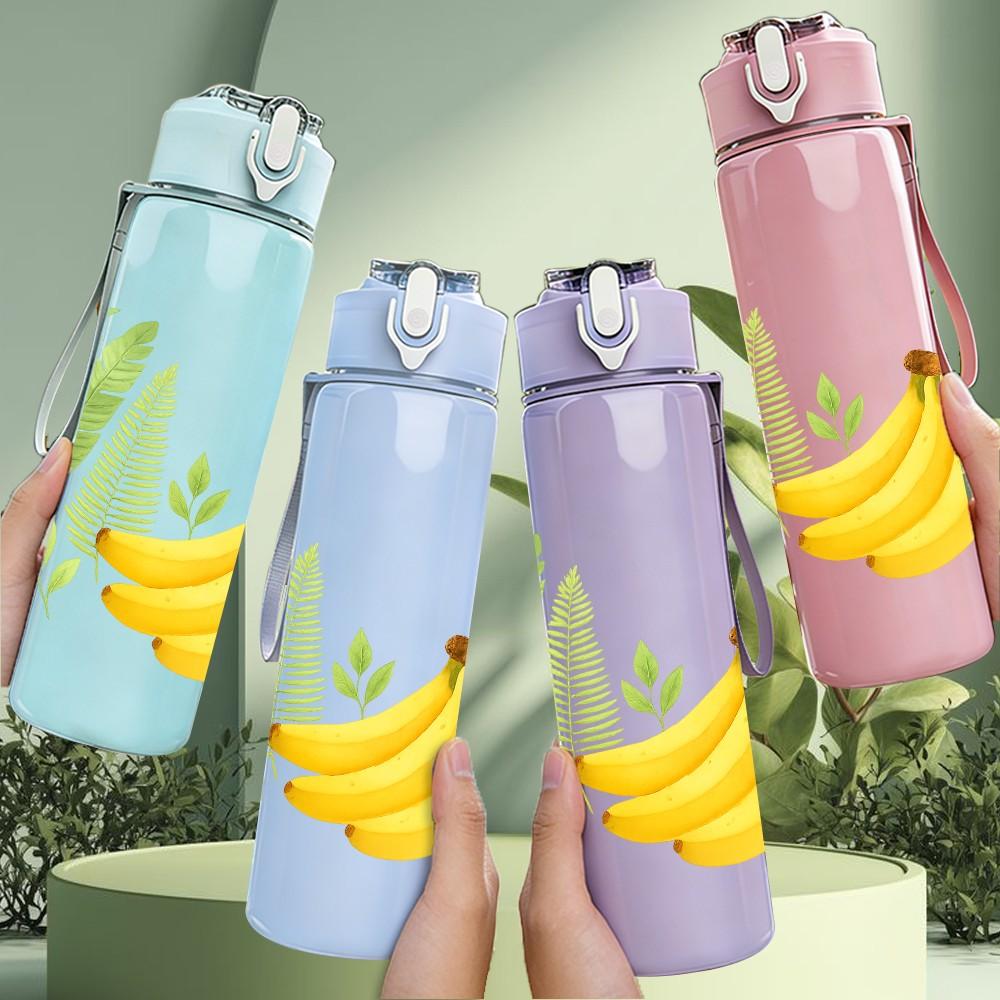 1PC Pineapple Banana Tropical Fruit Print 750ml Color Plastic Sports Water Bottle Leakproof Flip Straw Lid Suitable for Sports Office Home Use