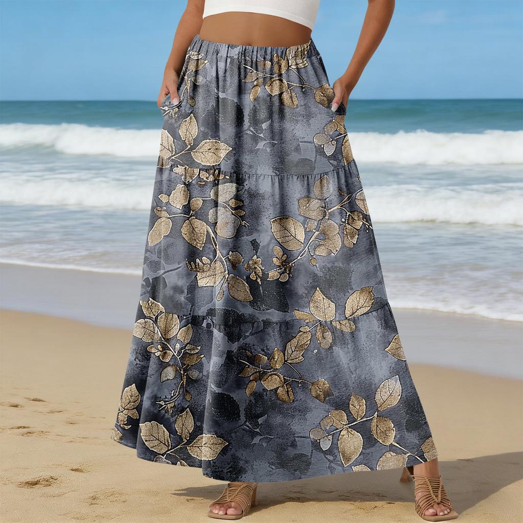 Damen Casual High Waist Kordelzug A-Linien Rock Farbiger Rock Mit Taschen