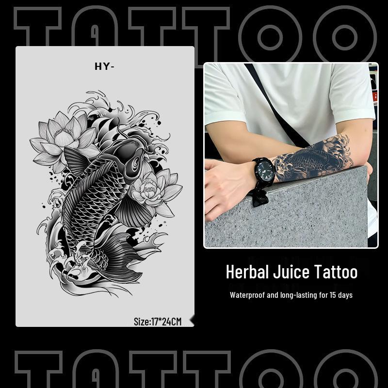 Japanese Traditional Tattoo Waterproof Sticker: Men's Long-lasting Floral Arm Pattern.