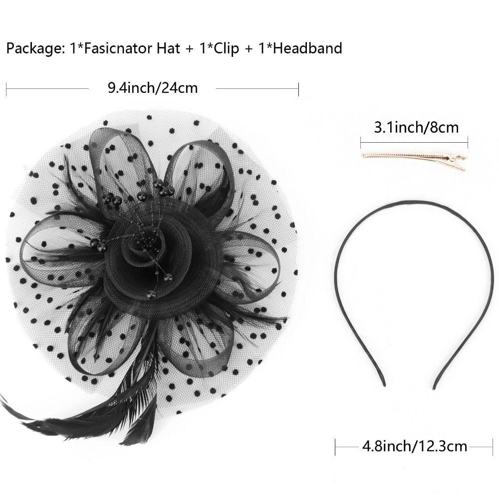 Top Hat Exquisite Mesh Feather Headband Sweet Formal Hat 1920s Hair Accessories Elegant Bride Headdress Stage Performance