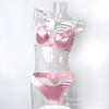 Womens Sheer Satin Lace Bra Set With Full Coverage Support Thin Molded Cup Adjustable Straps Plus Size Available