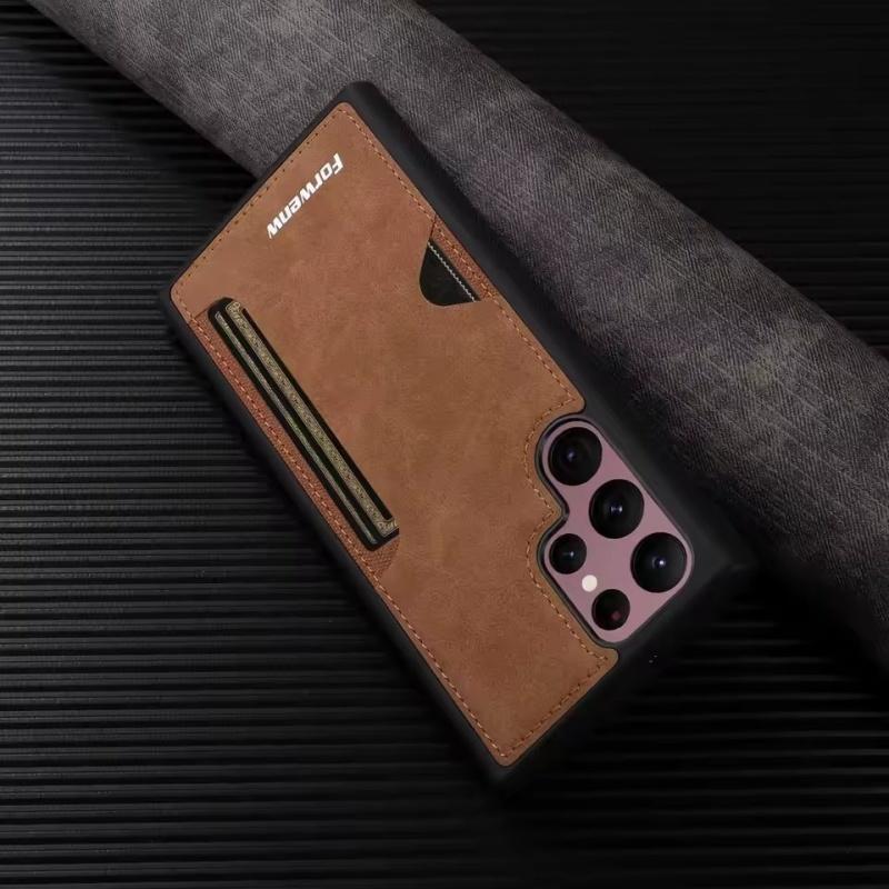 Retro Card Solt Case for Samsung Galaxy S24 S25 Ultra S23 FE S22 Plus A15 A25 A35 A14 A24 A34 A54 A13 A23 A33 A53 Leather Cover