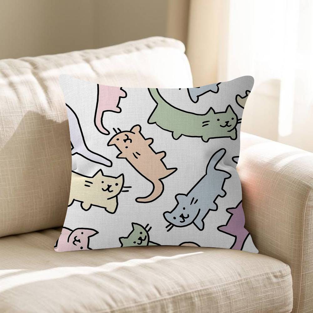 Cartoon Line Cat Dog Cushion Cover Pillowcase Upholstery Sofa Throw Pillow Home Decor Pillowcas