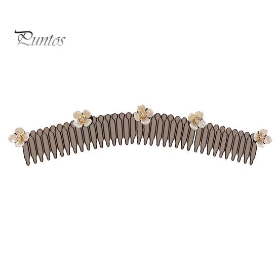 Women Hairband Flower Faux Pearl Button Butterflies Decor Hair Hoop Visible Metal Mesh Headband Elastic Hair Accessory