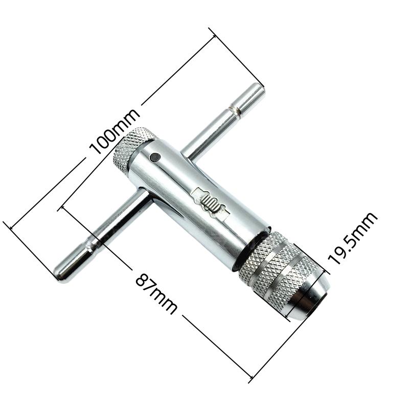 Knarren-T-Griff-Gewindebohrer + 5 Stück M3 M4 M5 M6 M8 Metrisches Gewindebohrer-Set Handgewindebohrer Bohrer