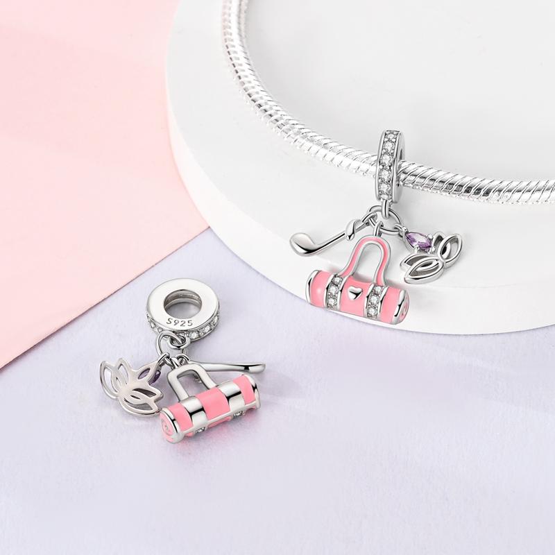Pink Golf Bag Club Pendants Copper Original Beads Fit Original Charms Bracelet Beads Jewelry Gifts For Women