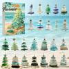 Ornamenti a Tema Oceanico Calendario dell'Avvento di Natale in Vetro Marino, Scatola Conto alla Rovescia di 24 Giorni con Accessori Decorativi Stagionali Ornamenti per Albero in Acrilico,
