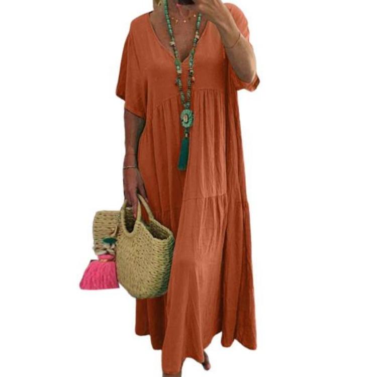 Vestido Largo de Playa para Mujer Patchwork Holgado Dobladillo Ancho Vestido Chic Combinar Zapatos Ropa