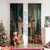 2pcs 2D flat printing High-Quality Christmas Curtains Luxurious retro fireplace and warm walls Digital Printed Polyester Drapes