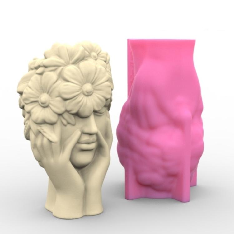 Concrete Vase Silicone Molds DIYs Flowerpot Mould Ornament Making Flower Girl Plaster Epoxy Resin Castings Molds Decors