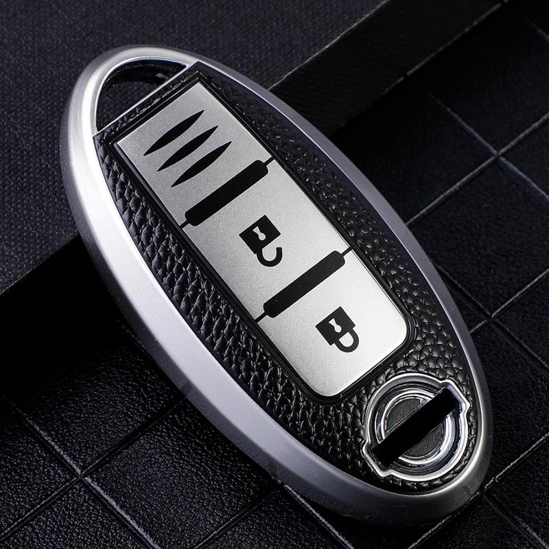 Car Key Case Cover for Nissan Leaf Micra Qashqai J11 J10 X Trail T32 Fob Versa Note Patrol Key Cover AccessoriesTPU Leather