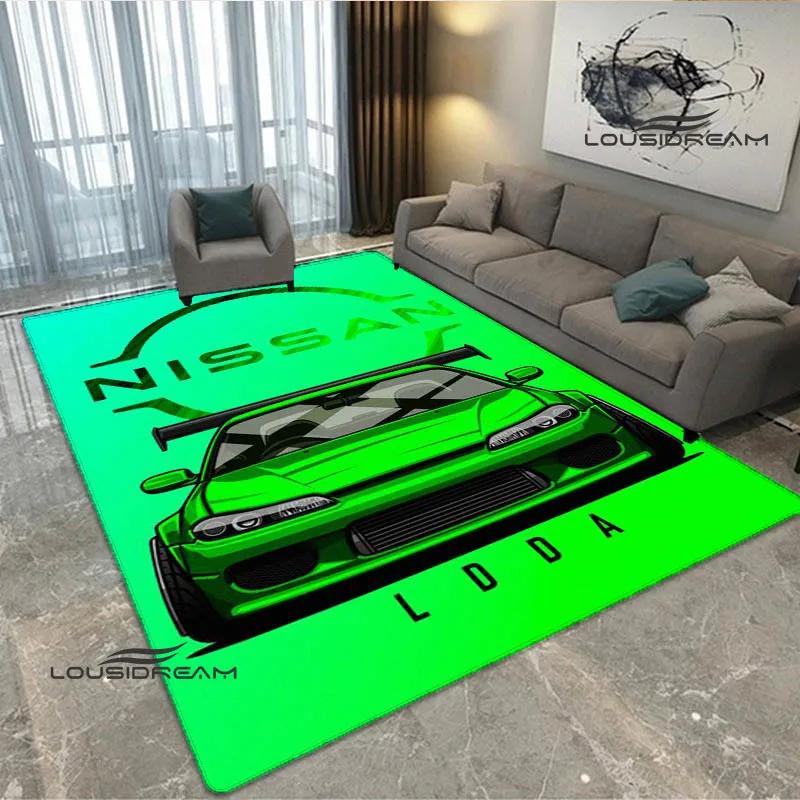 JDMs GTR Flag Car Pattern Carpet Decoration Room Home Outdoor Decor Racing Rug Non Slip Washable Game Style Floor Mat