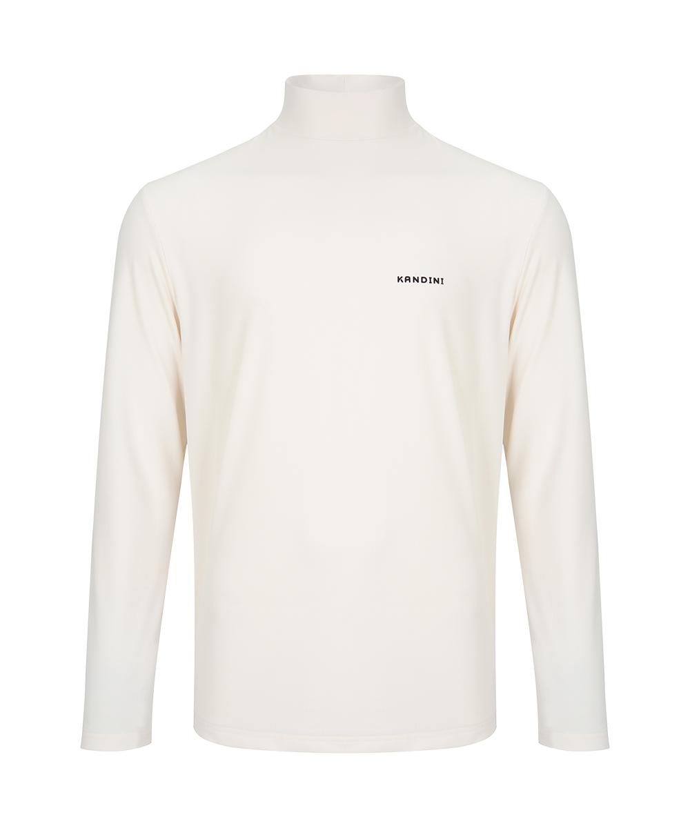 Candini Ivory Logo Half-Neck Long Sleeve Tee (Men)