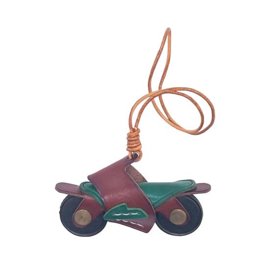Motorcycle Bag Pendant Faux Leather Mini Motorcycle Backpack Charm Handmade Decorative Keychain Charm Gift