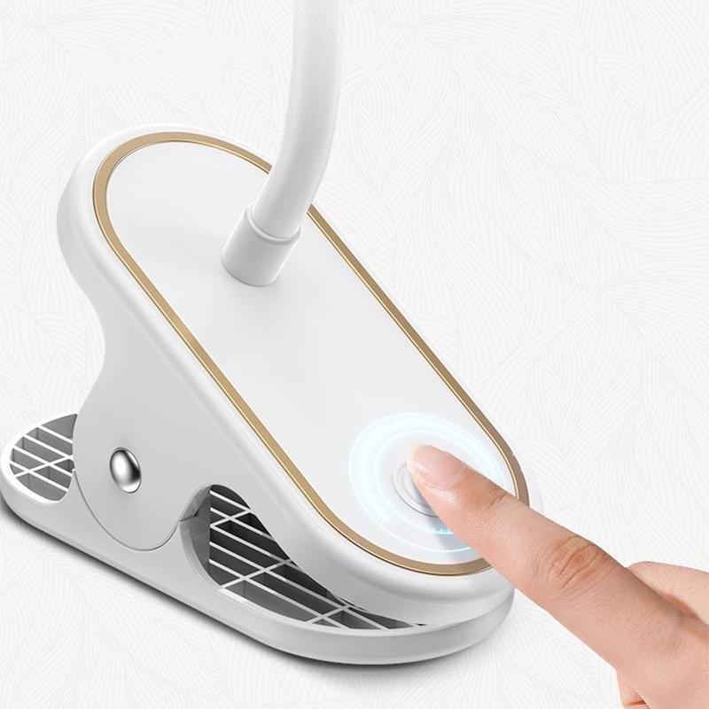 Lampă de masă, lampă de birou reîncărcabilă prin USB, cu clemă pentru pat, carte de lectură, lumină de noapte, LED tactilă, 3 moduri de reglare a luminii de protecție a ochilor