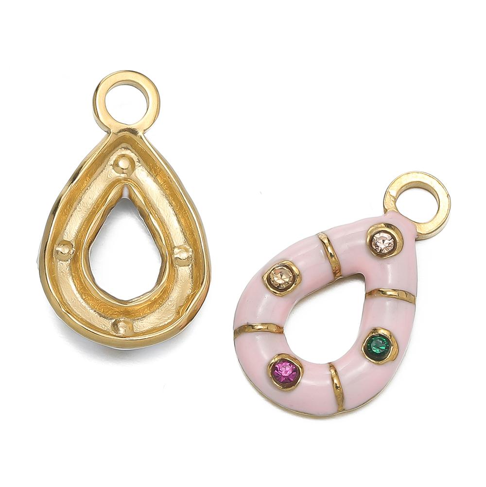 1 pièce/lot Pendentifs Triangle Ovale Cœur d'Amour Multicolores en Acier Inoxydable Pour Bracelet Collier DIY Accessoires de Bijoux