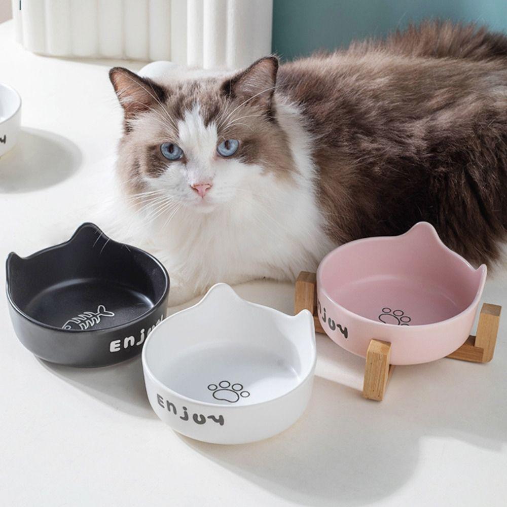 Cute Cat High Foot Bowl Prevent Tipping Dog Food Feeding Basin Pet Bowl  Neck Protection