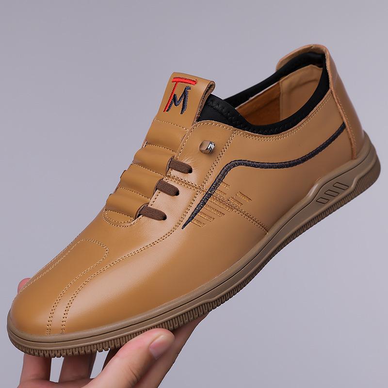 Hot casual men's shoes spring new men's soft-soled non-slip one-pedal leather shoes fashion casual leather shoes