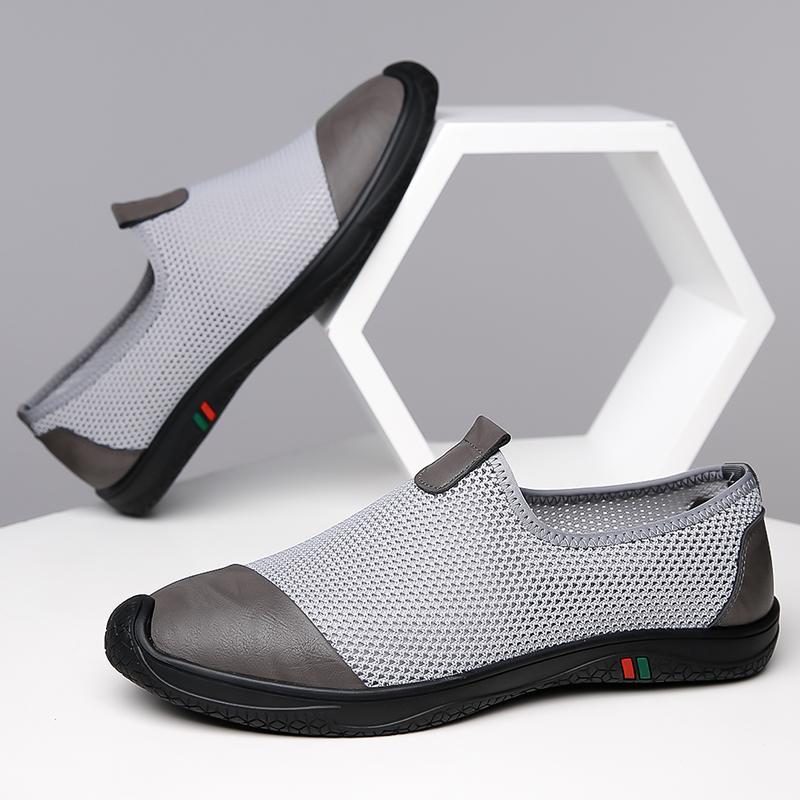 New Hollow Out Sneakers Men Breathable Mesh Flats Lightweight Casual Walking Shoes Man Slip-On Driving Footwear Handmade Loafers