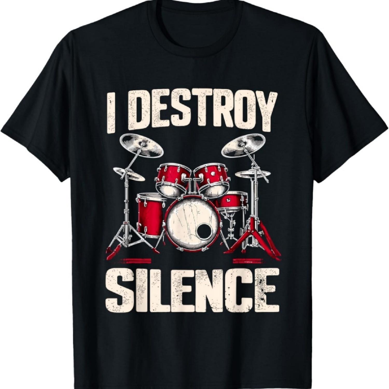 Футболка для барабанщика I Destroy Silence, Маленький размер, Черная XXXXXL разноцветный