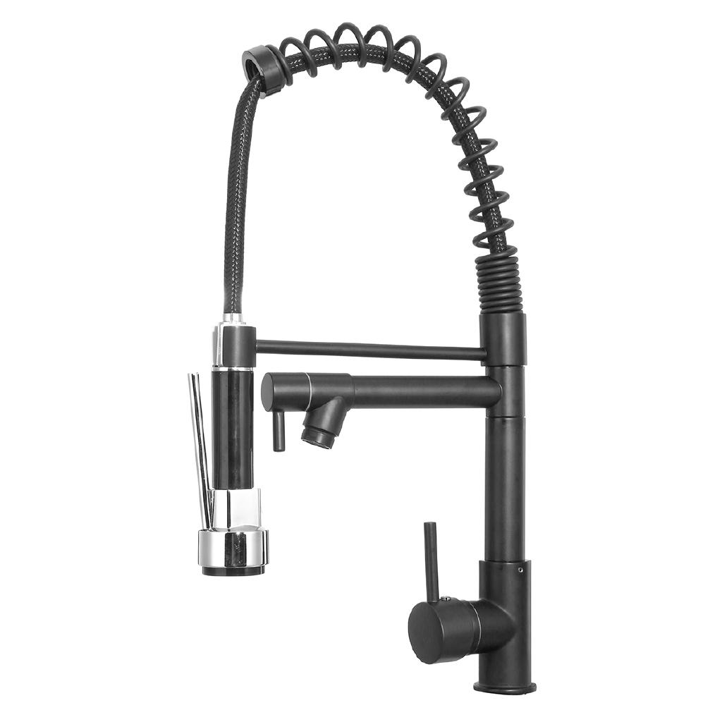 Black 2-Way 360 Rotation Oil Rubbed Pull Out Kitchen Water Tap Spout Faucet Handheld Shower Kitchen Water Mixer Taps