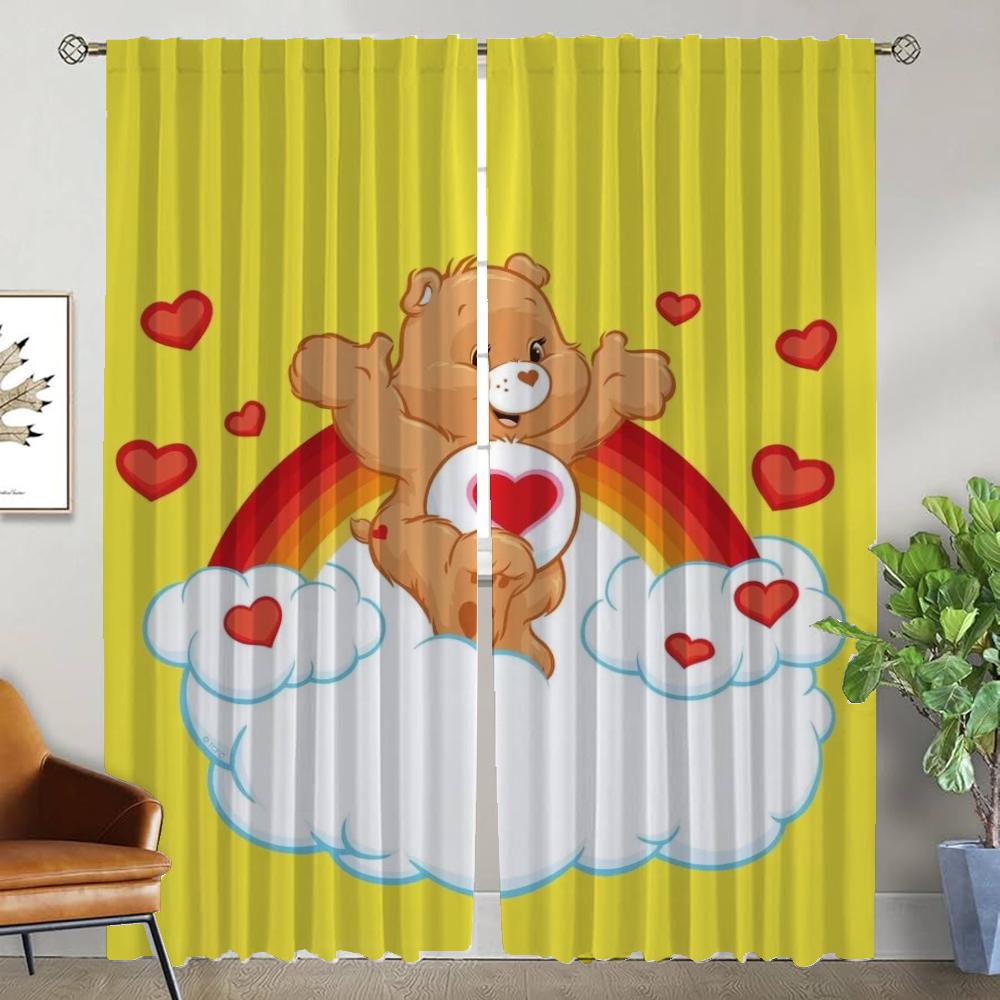 Modern Living Room Curtains 2 Pieces Care BearS Curtains for Child Bedroom Window Curtain Shades Halloween Decoration Partition