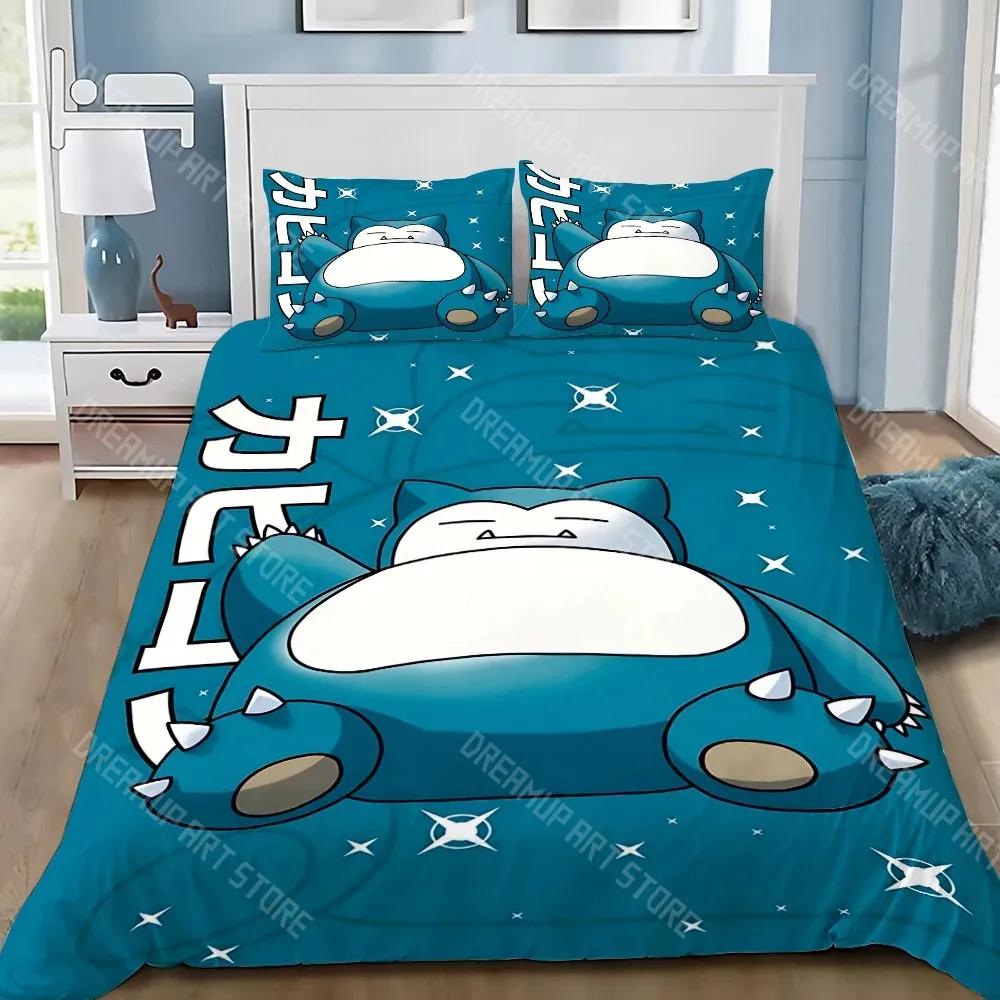 Cartoon Duvet Cover Pillowcase Bedding Set Kawaii SnorlaxS Adult Boy Girl Bedroom Decoration Children Single Double Large Size 140x200cm