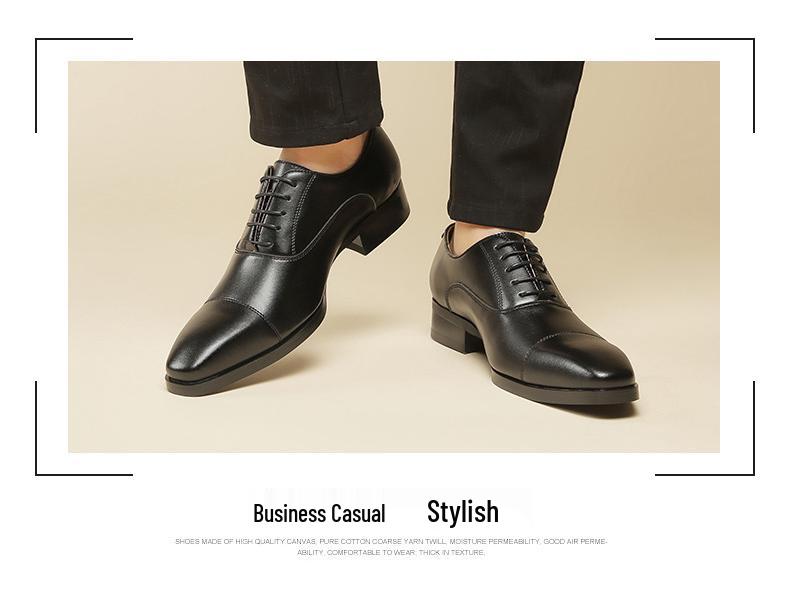 2024 New British Style Men's Leather Derby Shoes - Formal Lace-Up for Business & Office