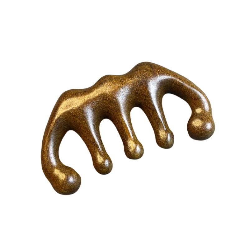 Non-Pear Wood Meridian Massage Brush: Full Body Meridian Dredging, Fat Burning, Abdomen Scraping with Pure Brass.