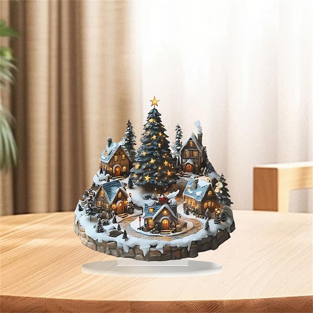 Christmas House Decoration Acrylic Forest Village Holiday Table Ornaments for Party